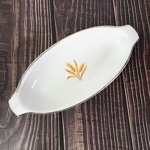 GOLDEN WHEAT Taylor Smith Taylor Celery Serving Dish Oval with handles Rare HTF